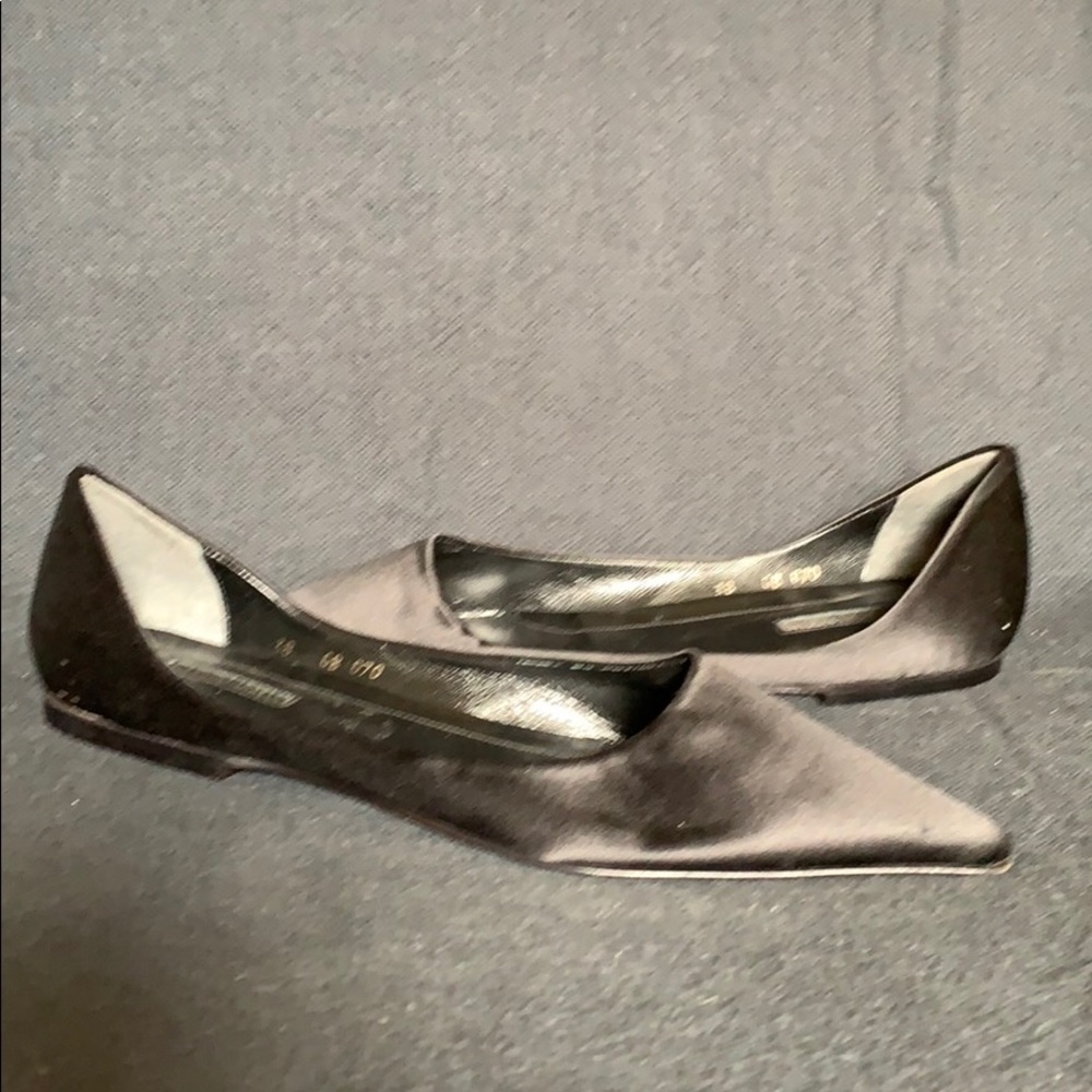 Giorgio Armani Black Satin Ballet Flats